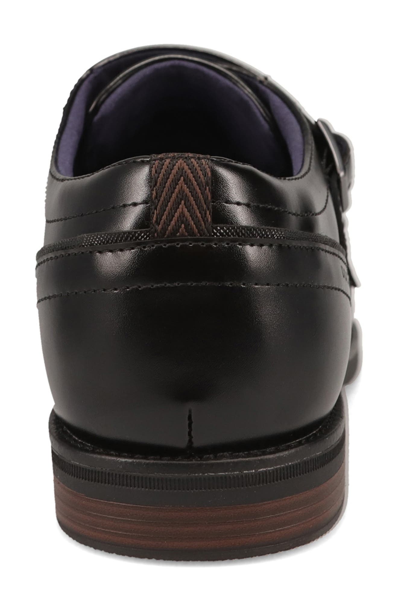 Ballard Faux Leather Double Monk Strap Shoe, Alternate, color, BLACK
