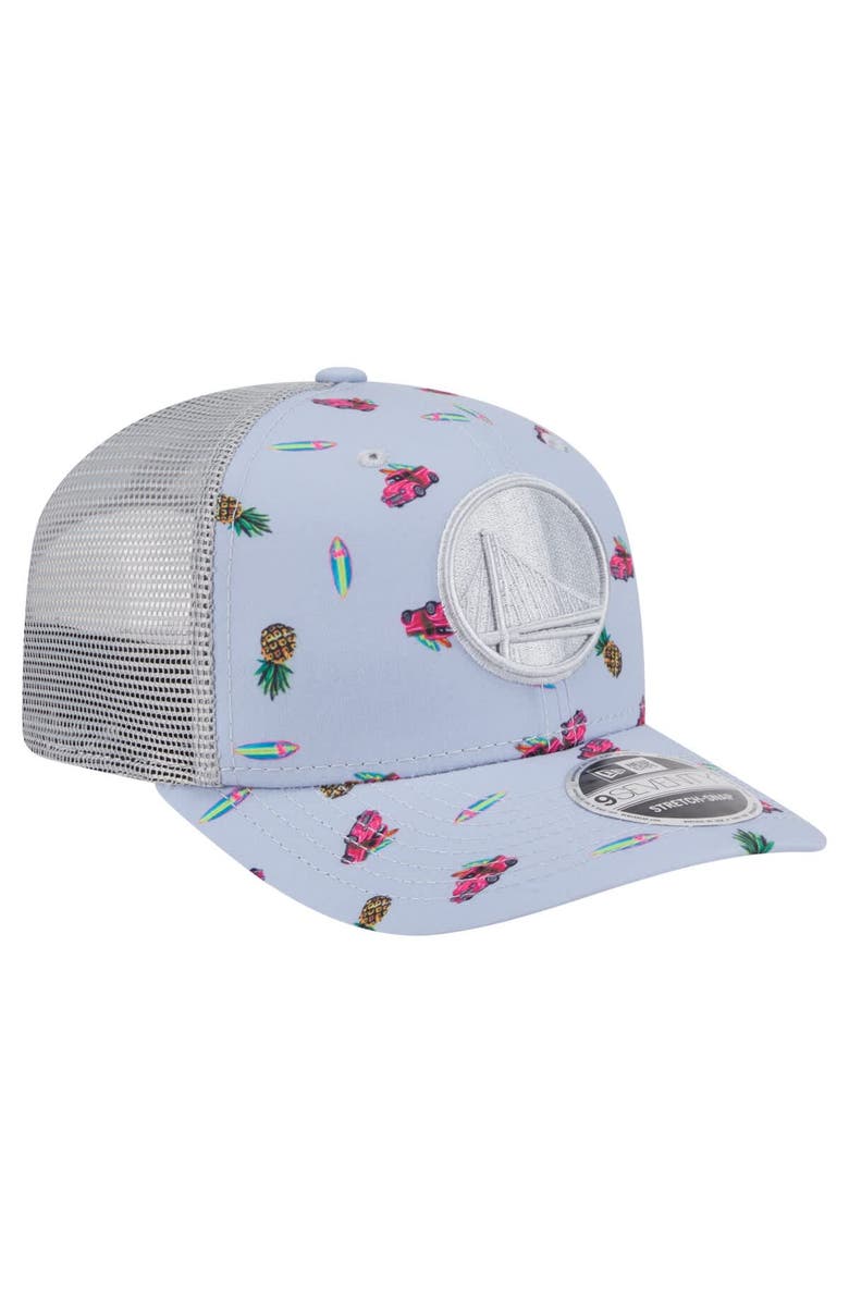 New Era Men's New Era Light Blue/Gray Golden State Warriors Adventure Aloha Pattern 9SEVENTY Stretch-Snap Hat, Alternate, color, Light Blue