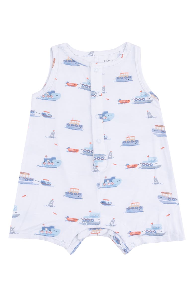Angel Dear Bubbly Tugboats Sleeveless Romper, Main, color,