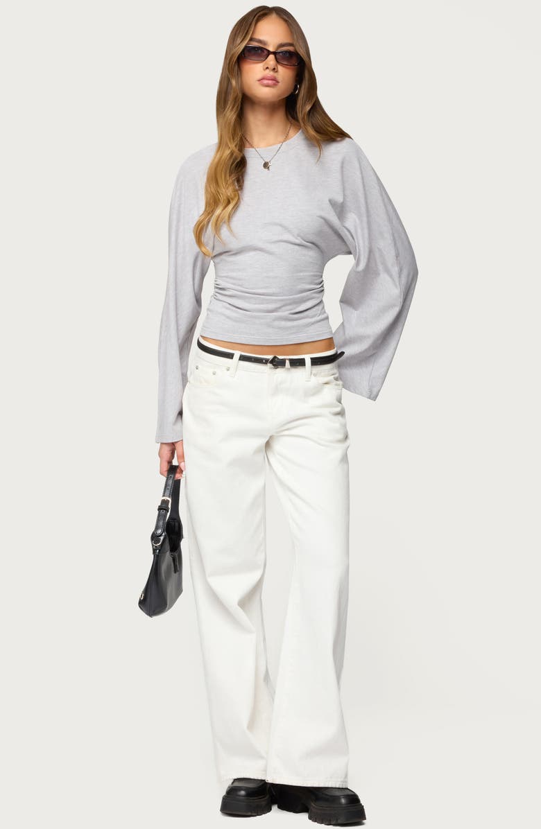 EDIKTED Charlisa Ruched Long Sleeve Crop Top, Alternate, color, 