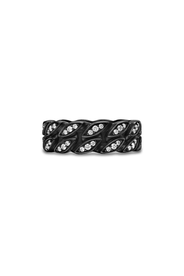 8mm Curb Chain Ring in Black Titanium with Diamonds, 8mm, Main, color, BLACK ALTERNATIVE MATERIAL