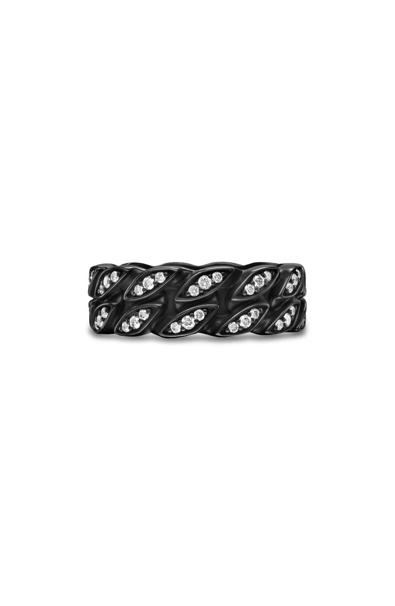 David Yurman Curb Chain Ring in Black Titanium with Diamonds, 8mm, Main, color, Black Alternative Material