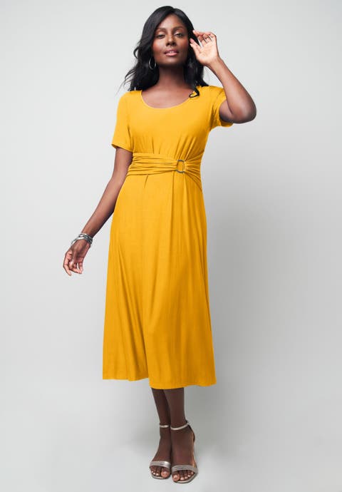 Buckle Midi Dress (Plus Available)
