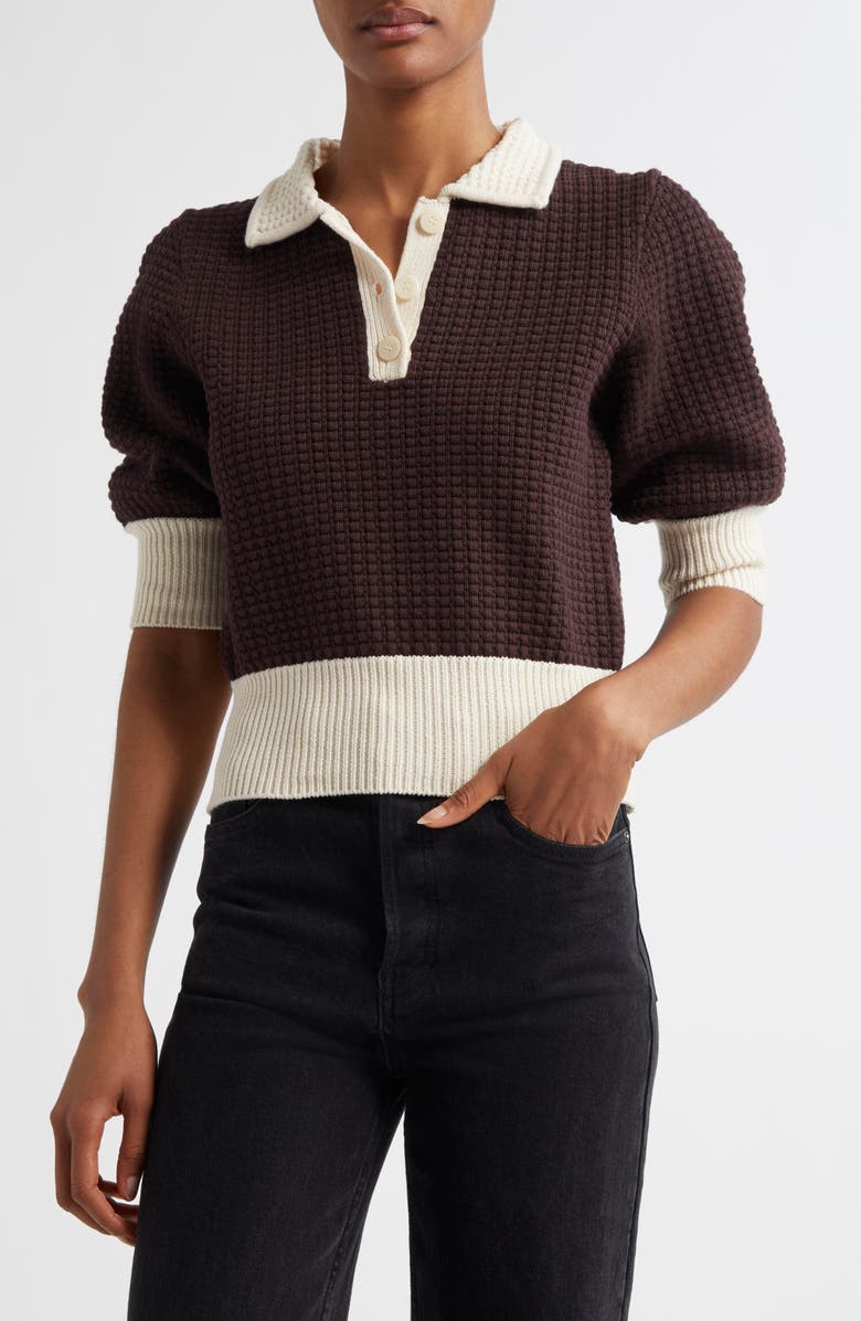 STAUD Altea Cotton Blend Polo Sweater, Main, color, 