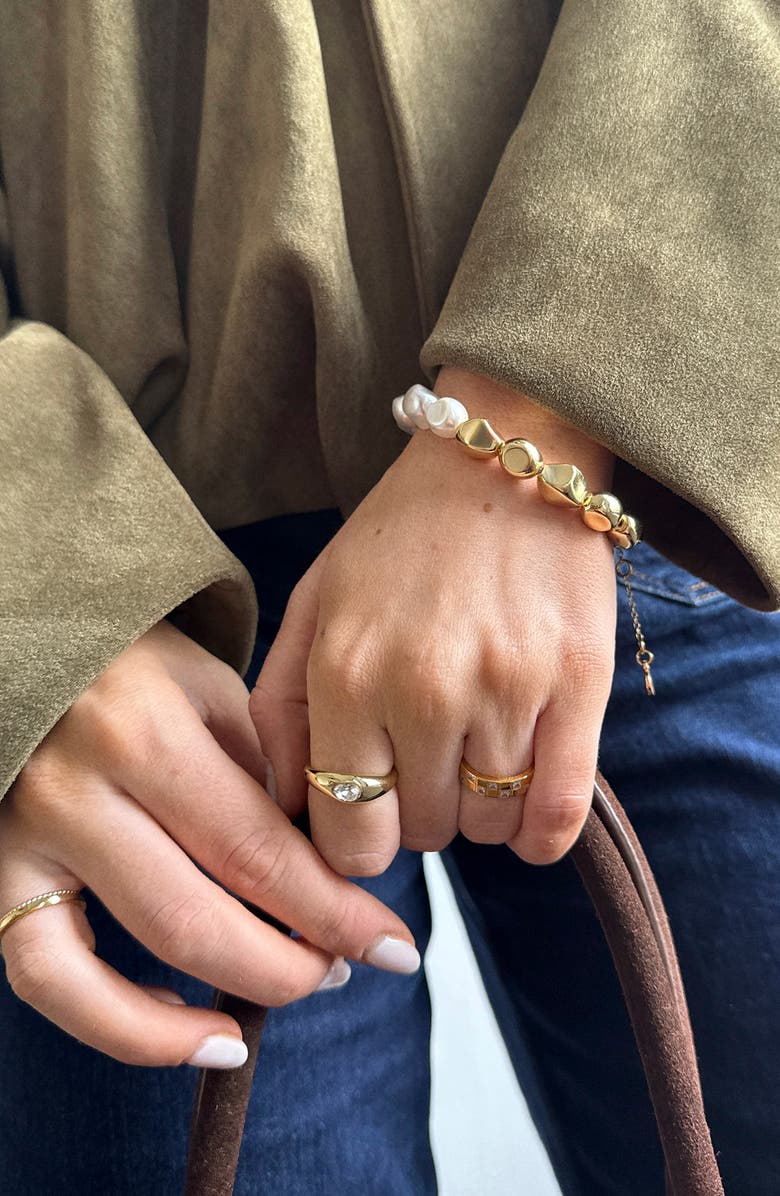 BaubleBar Johna Bead & Faux Pearl Bracelet, Alternate, color, Pearl