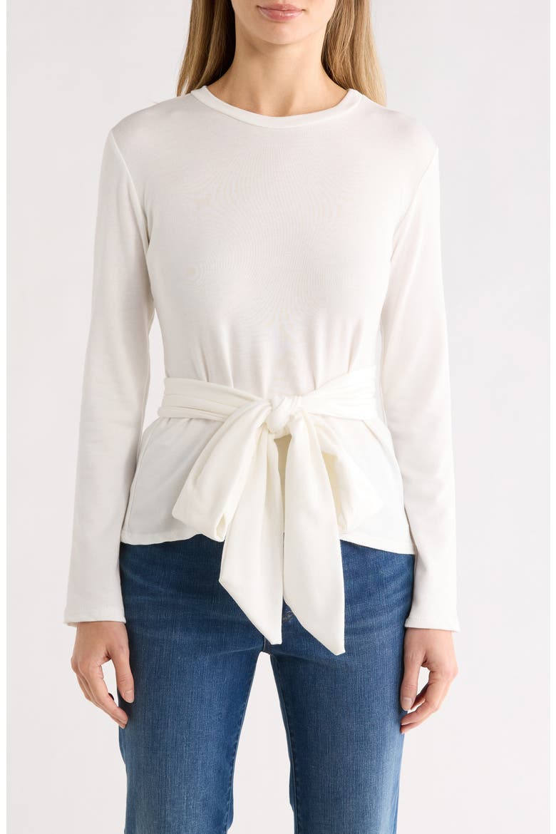 Tie Front Knit Sweater, Main, color, WHITE