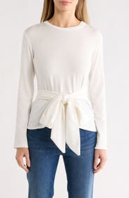 GO COUTURE Tie Front Knit Sweater