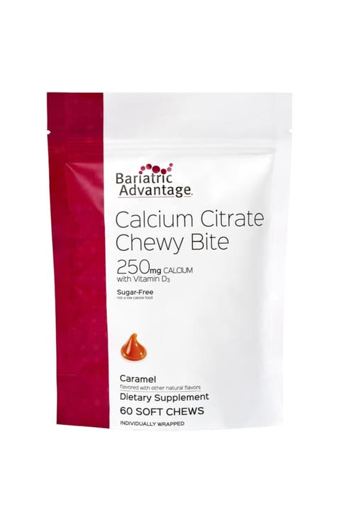 Calcium Citrate Chewy Bites 250 mg with Vitamin D3 Chewable Supplement 60 Count