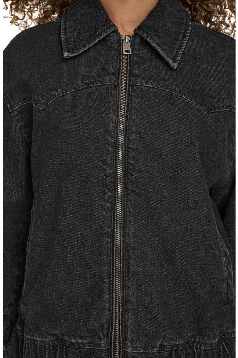 Western Denim Bomber Jacket, Alternate, color, BLACK WASH DENIM