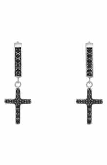 Men's Cross Hoop Earrings