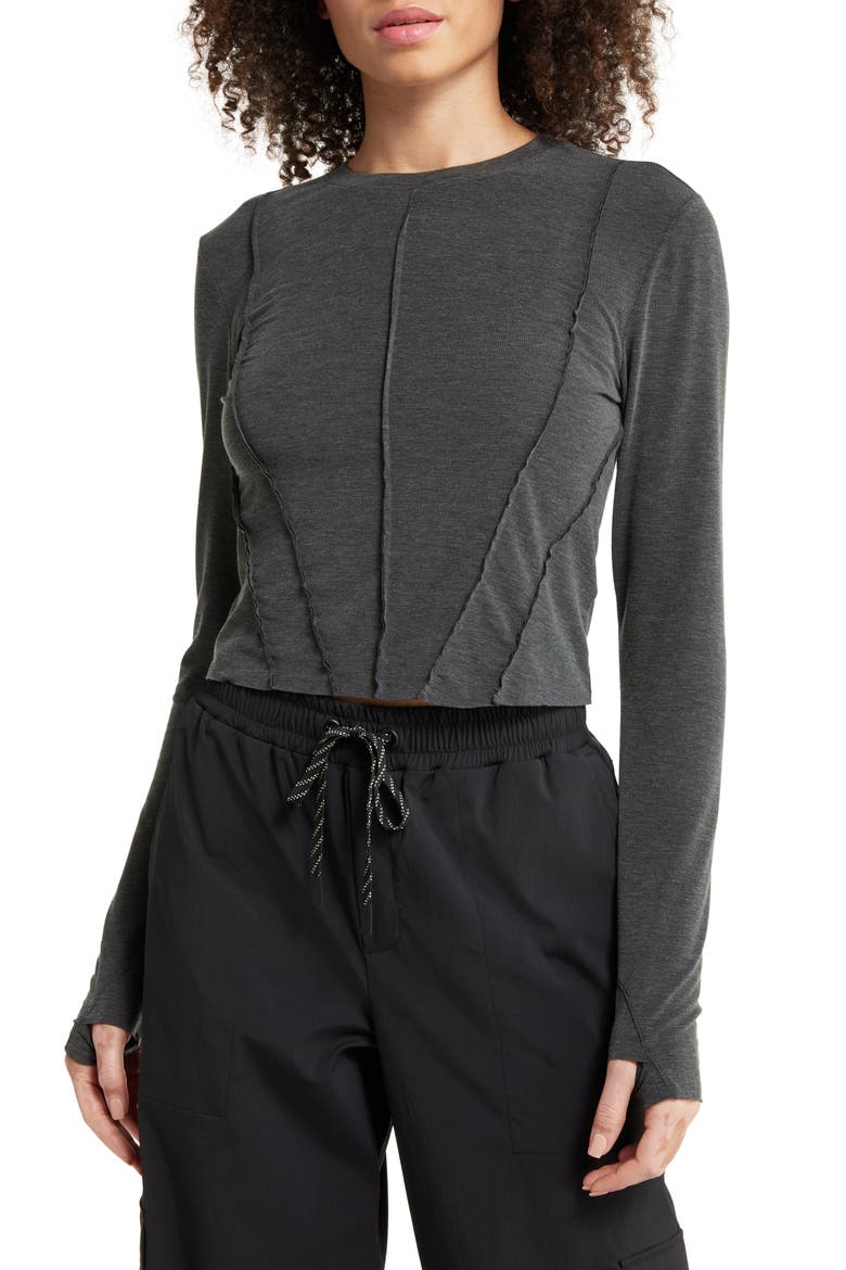 Streamline Reverse Seamed Top, Main, color, GREY DARK CHARCOAL