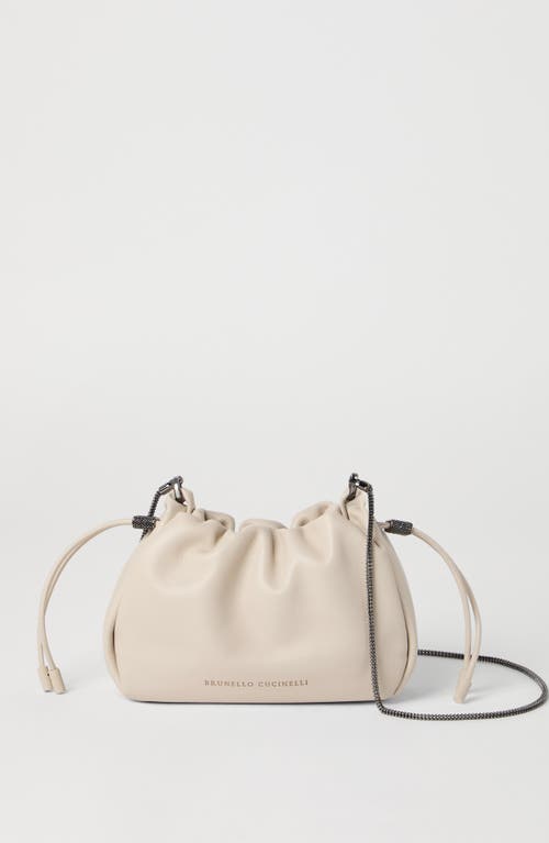 Brunello Cucinelli Soft Leather Mini Mellow Bucket Bag In White