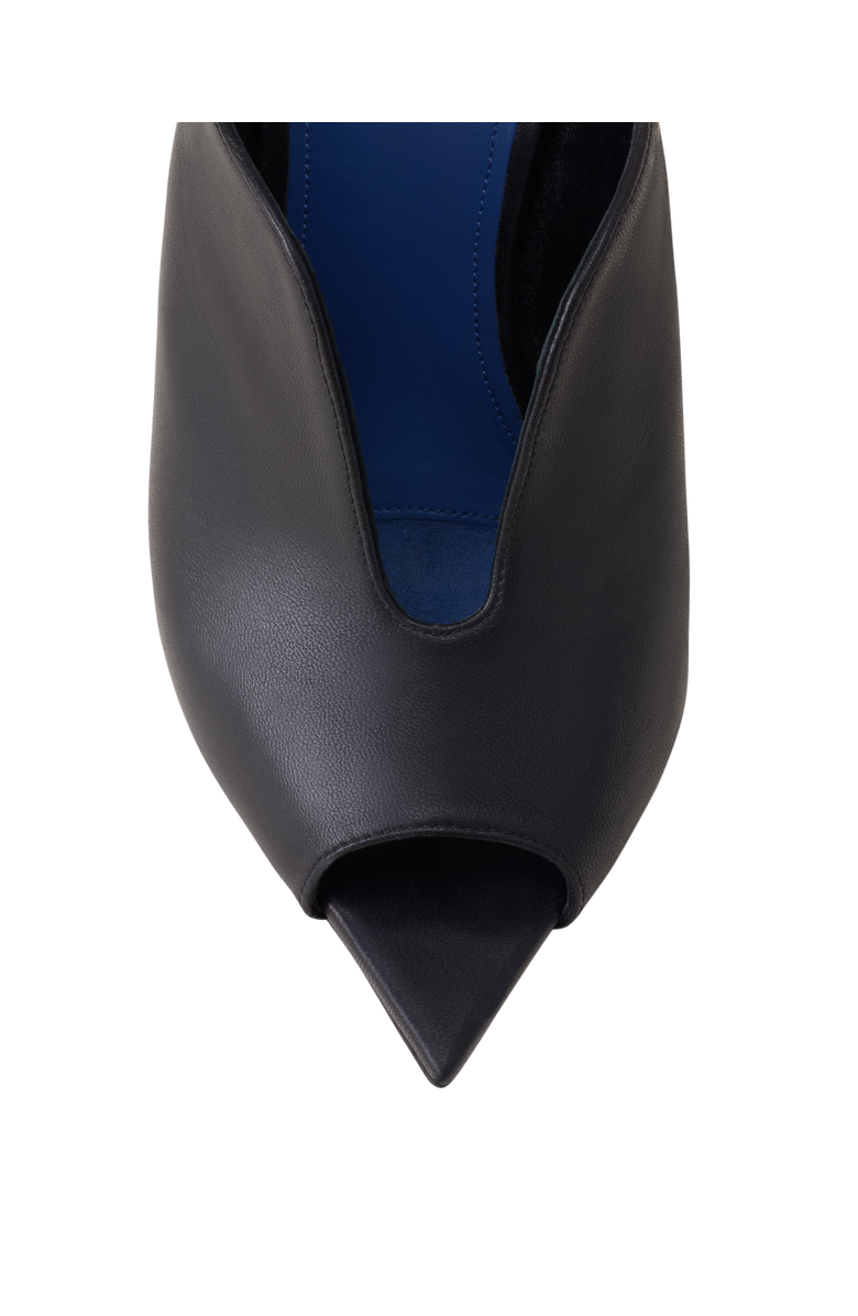 Lanvin Buckle Arch Heeled Leather Mules, Alternate, color, Black