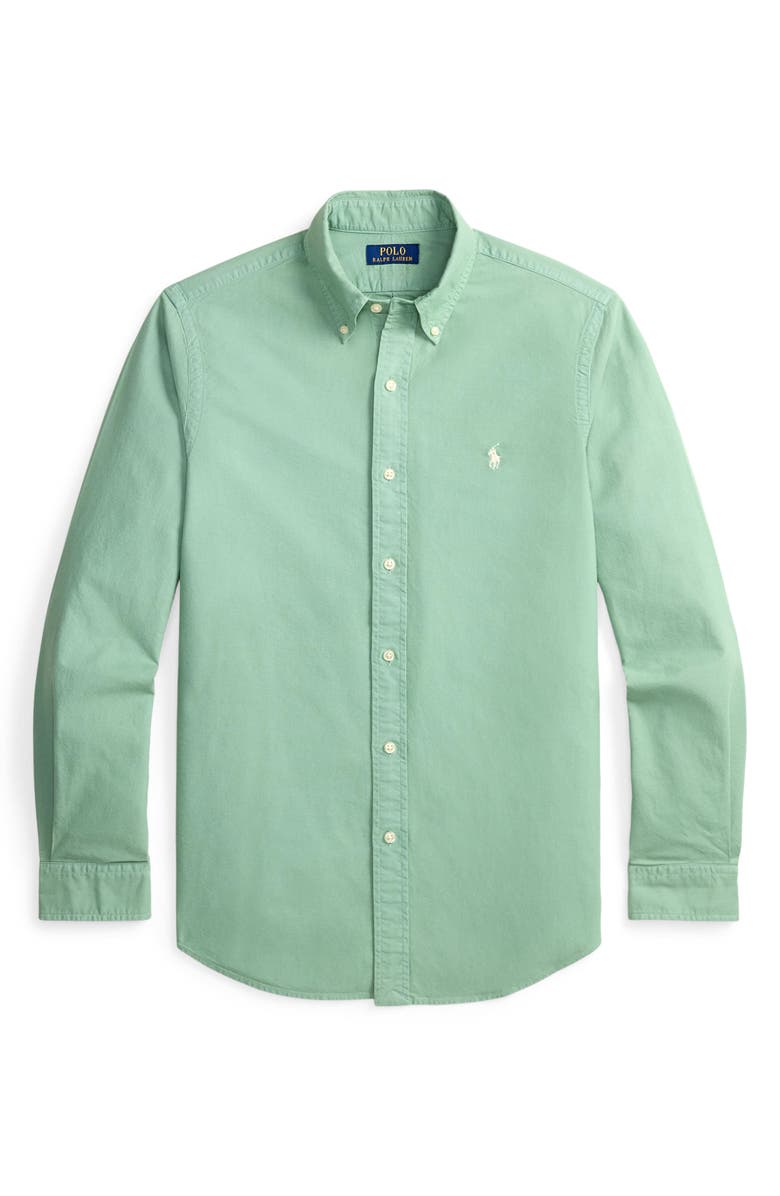 Polo Ralph Lauren Classic Fit Solid Garment Dyed Cotton Button-Down Oxford Shirt, Alternate, color, Faded Mint