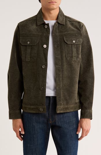 Vintage 1946 Chevron Twill Shirt Jacket In Green