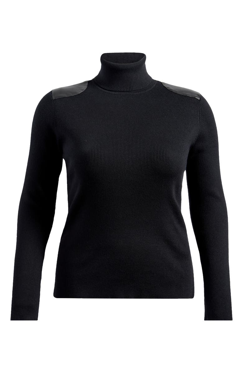 Lauren Ralph Lauren Embellished Rib Cotton Blend Turtleneck Top, Alternate, color,