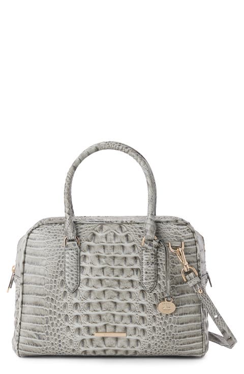 Marissa Croc Embossed Leather Satchel