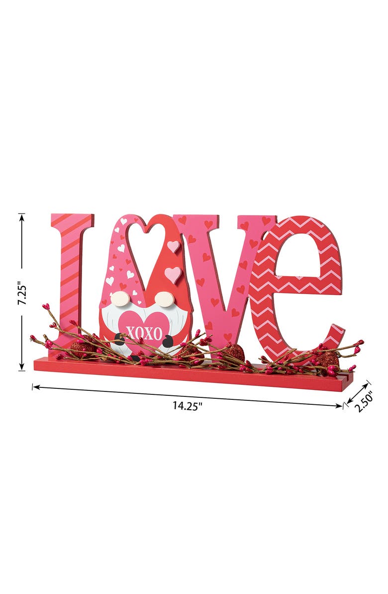 Glitzhome 14.25"L Valentine's LOVE Wooden Gnome Table Decor, Alternate, color, Red