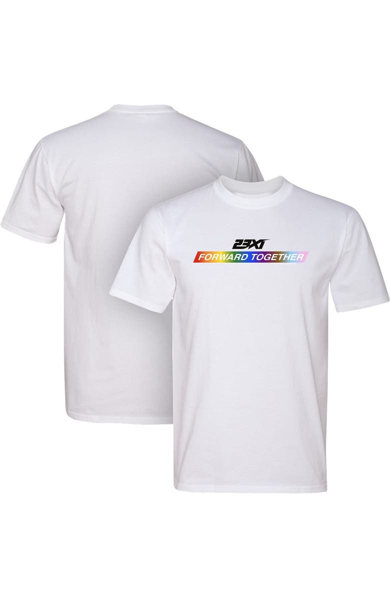 23XI Racing Men's 23XI Racing White Forward Together Pride Tri-Blend T-Shirt, Main, color, White