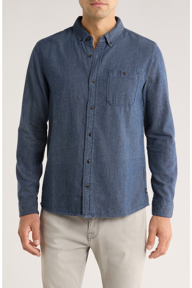 Scholar Organic Cotton Chambray Button-Down Shirt, Main, color, MID INDIGO