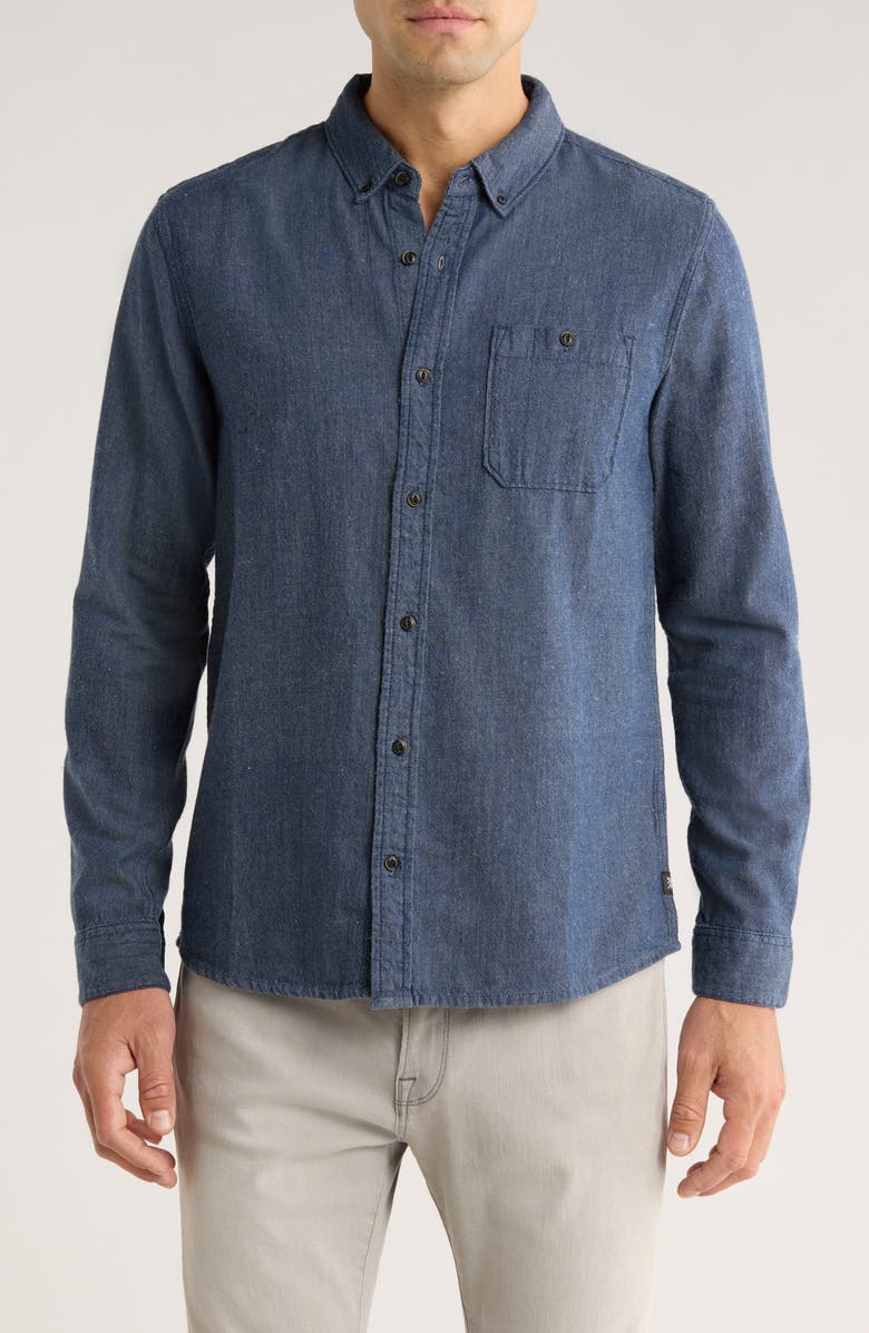 Roark Scholar Organic Cotton Chambray Button-Down Shirt, Main, color, Mid Indigo