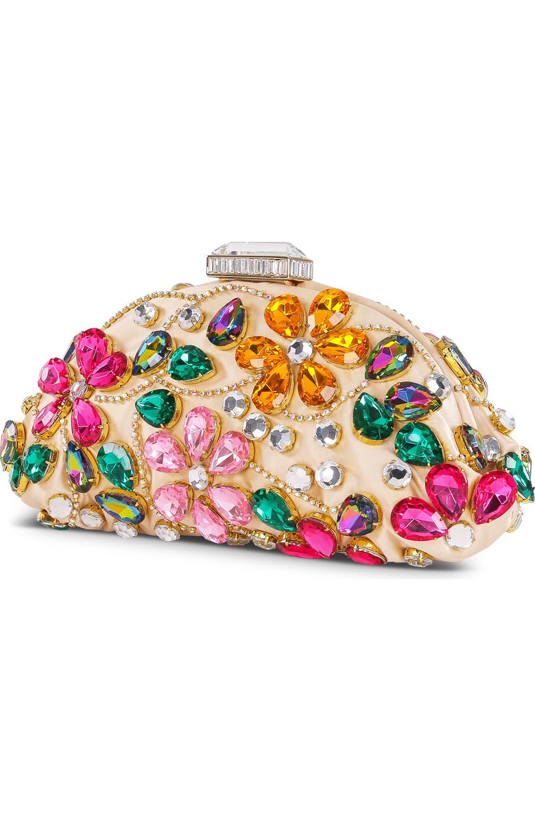 BADGLEY MISCHKA Jem Crystal Floral Clutch, Alternate, color, Nude Multi