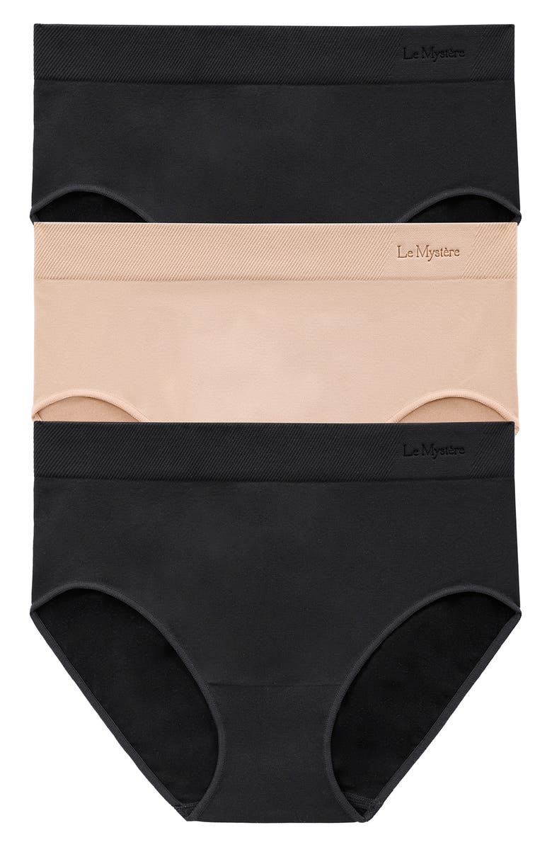 Le Mystère Assorted 3-Pack Seamless Briefs, Alternate, color, Black/Natural