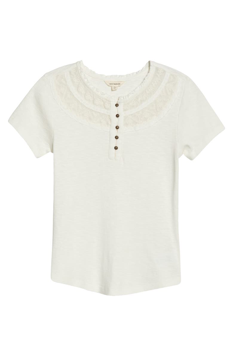 Lucky Brand Embroidered Yoke Henley, Main, color, Whisper White
