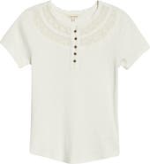 Lucky Brand Embroidered Yoke Henley