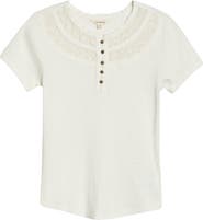 Lucky Brand Embroidered Yoke Henley