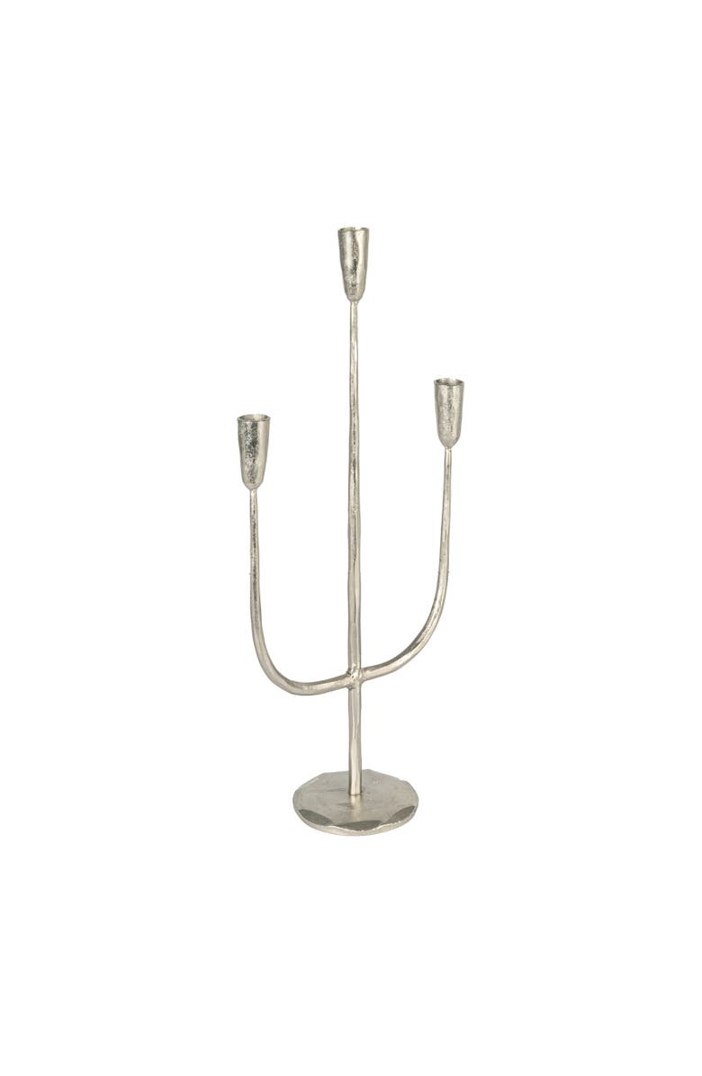 Storied Home Hand-Forged Metal Candelabra, Silver Finish, Main, color, Silver