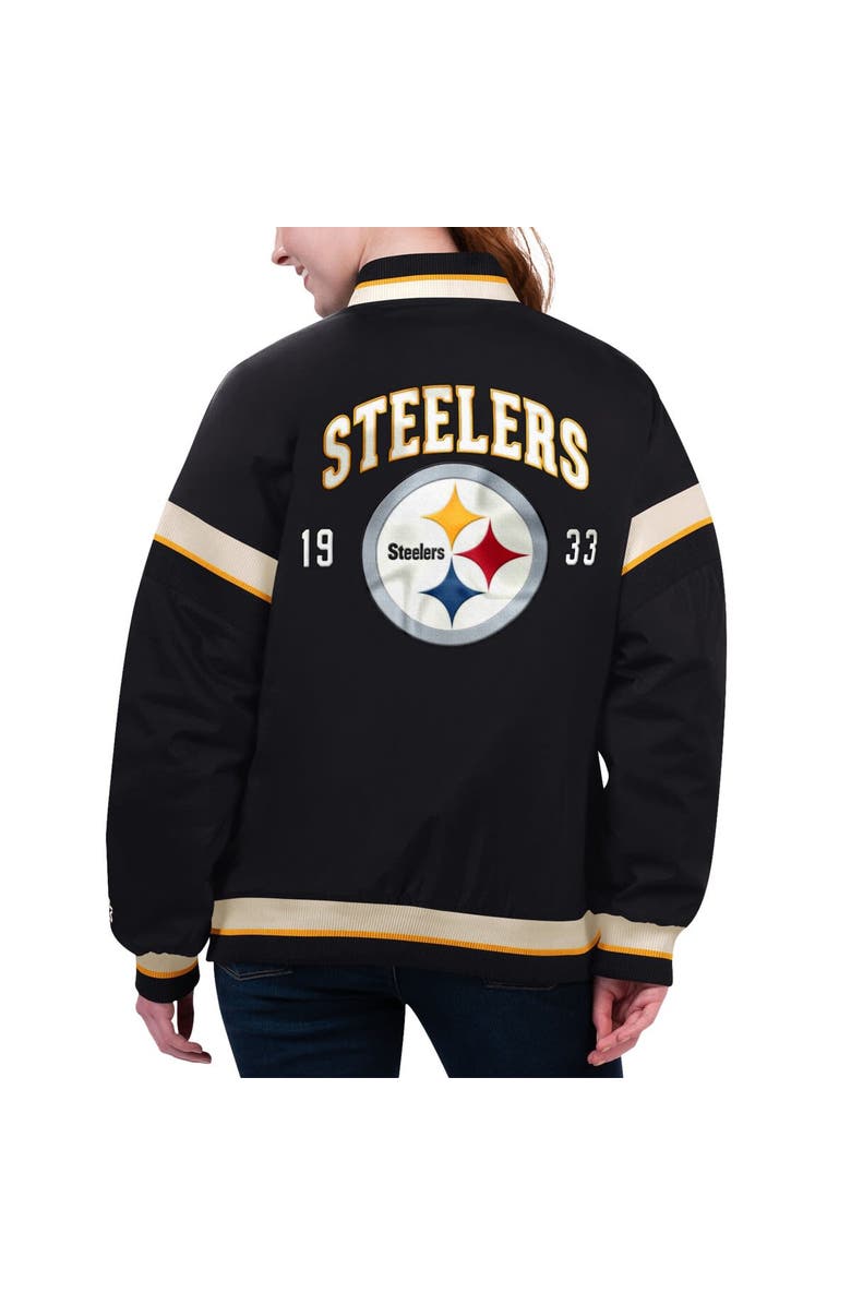 STARTER Women's Starter Black Pittsburgh Steelers Tournament Full-Snap Varsity Jacket, Alternate, color, 