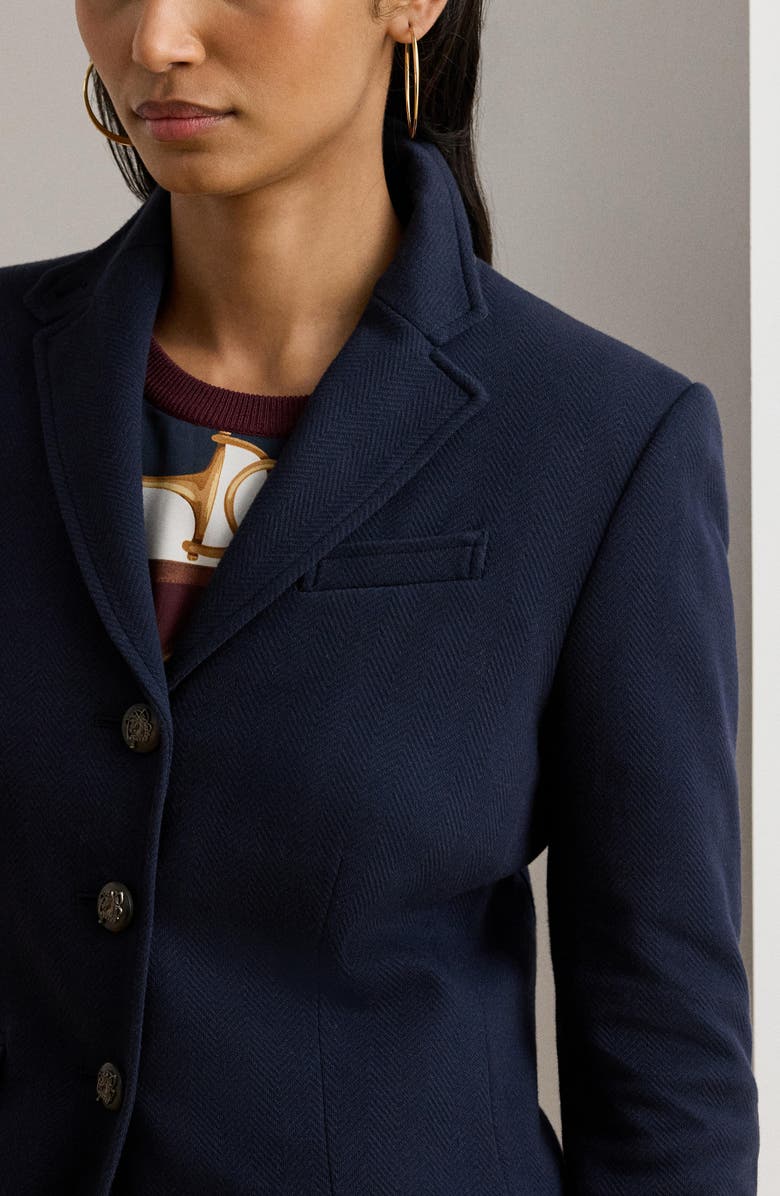 Lauren Ralph Lauren Herringbone Cotton Blend Jacquard Blazer, Alternate, color, Lauren Navy