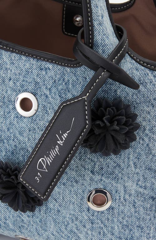 3.1 Phillip Lim Denim Market Tote With Leather Flowers In Blue