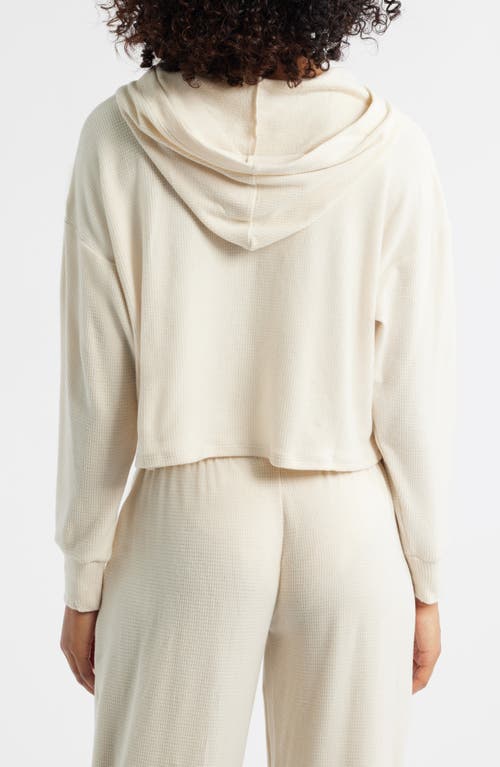 Happy Camp3r Buttercream Lily Lounge Crop Thermal Hoodie In White