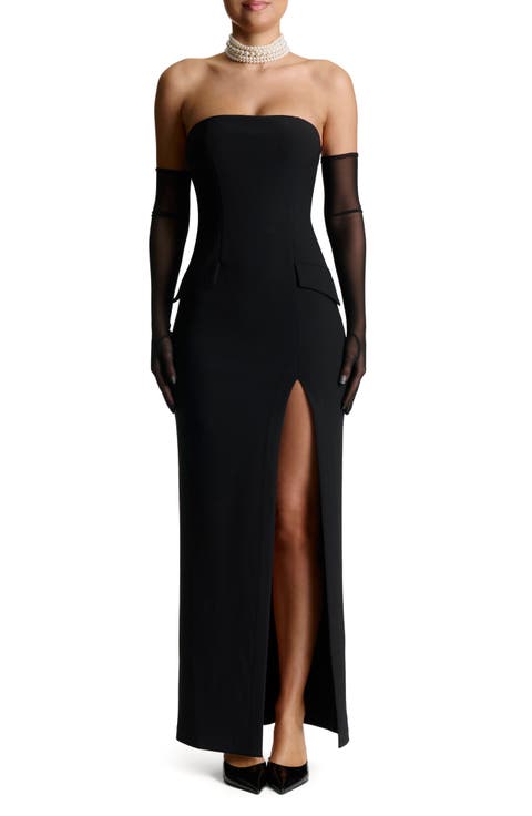 Strapless Side Slit Dress