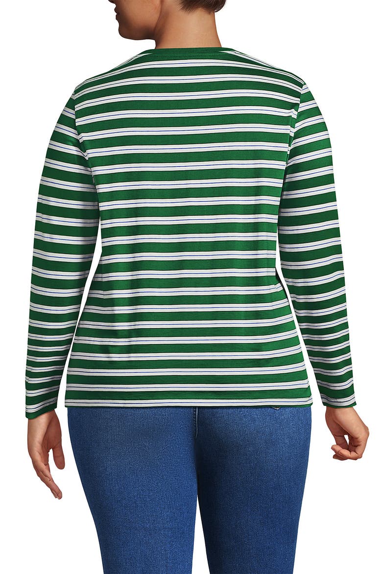 Supima Cotton Long Sleeve Crewneck T-Shirt, Alternate, color, Vibrant Clover Multi Stripe