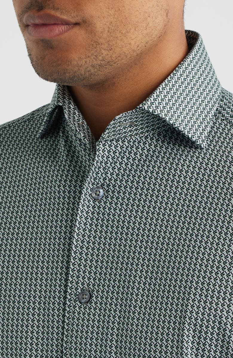 Bugatchi Devon OoohCotton<sup>®</sup> Floral Print Long Sleeve Button-Up Shirt, Alternate, color, Khaki