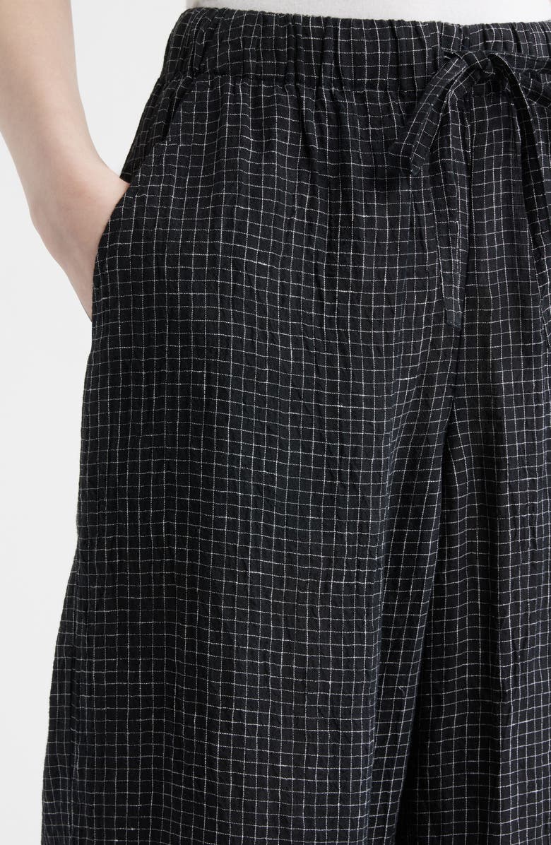 Eileen Fisher Windowpane Check Wide Leg Ankle Pants, Alternate, color, Black/ White
