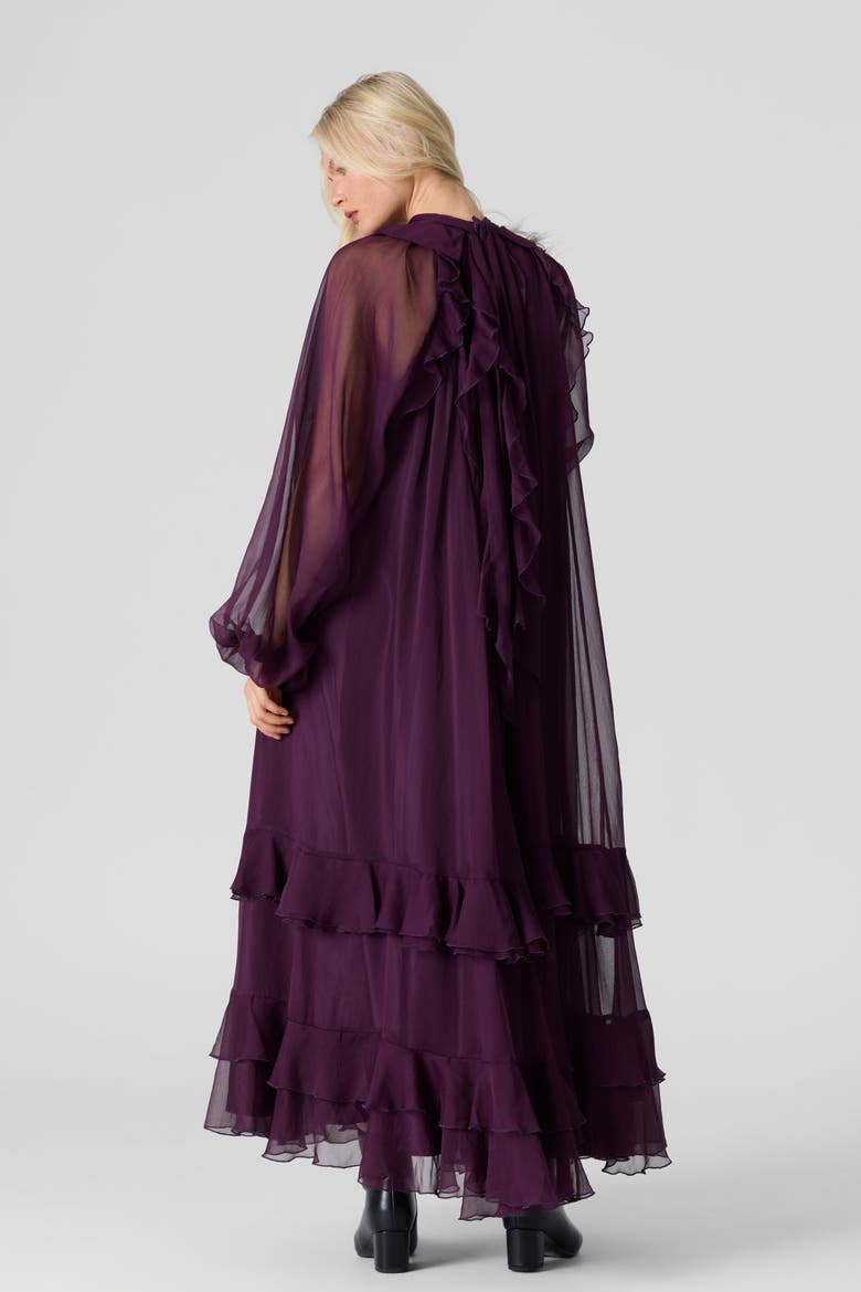 Silk Chiffon Maxi Dress, Alternate, color, Plum Noir