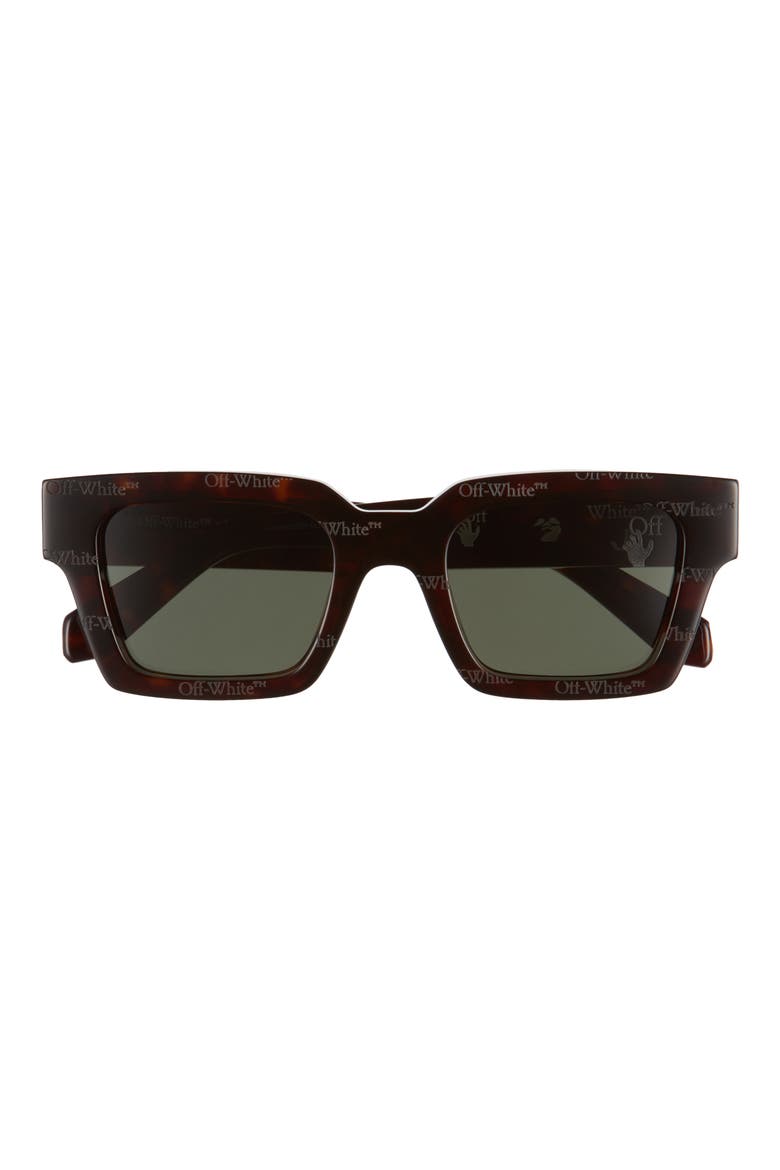 Havana 50mm Logo Rectangular Sunglasses, Main, color, HAVANA