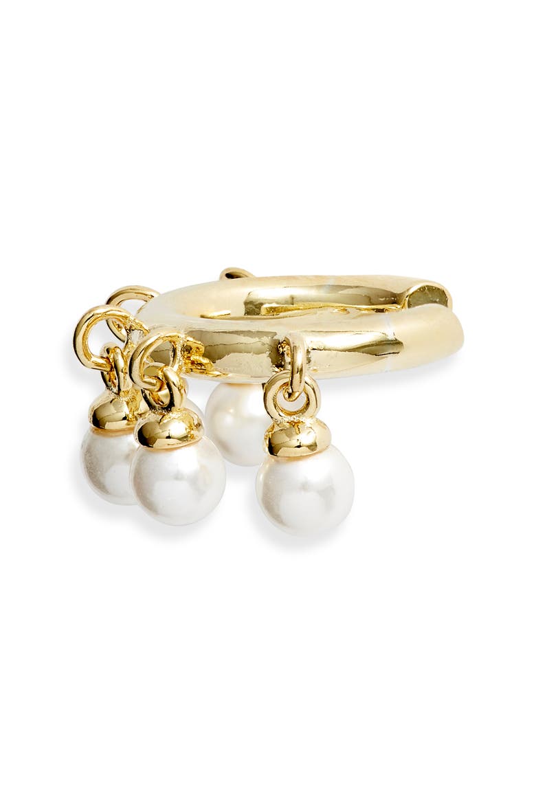 Adina's Jewels Imitation Pearl Shaker Ear Cuff, Main, color, GOLD