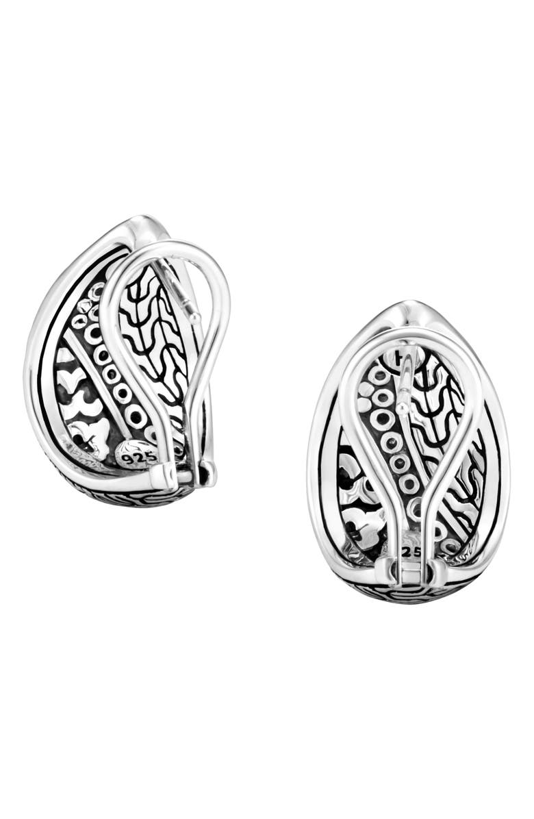 John Hardy Classic Chain Silver Diamond Pavé Buddha Belly Earrings, Alternate, color,