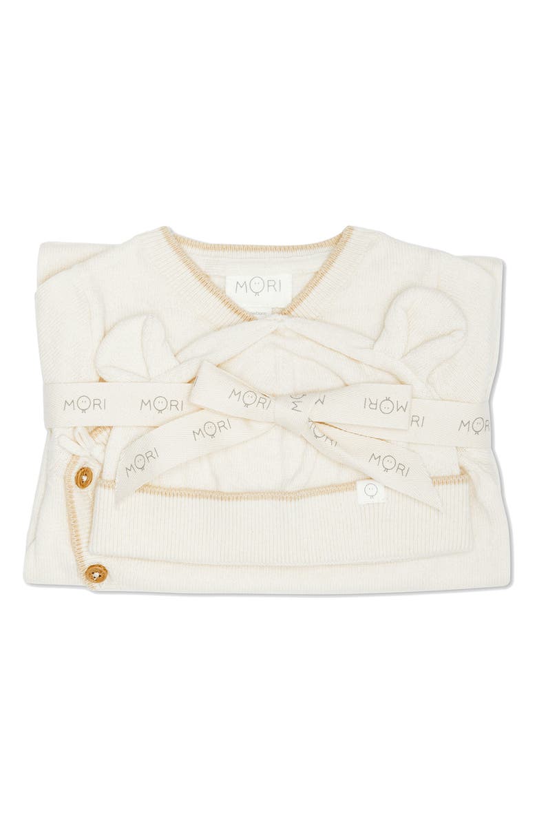 MORI Footed Sweater Romper & Hat Set, Alternate, color,