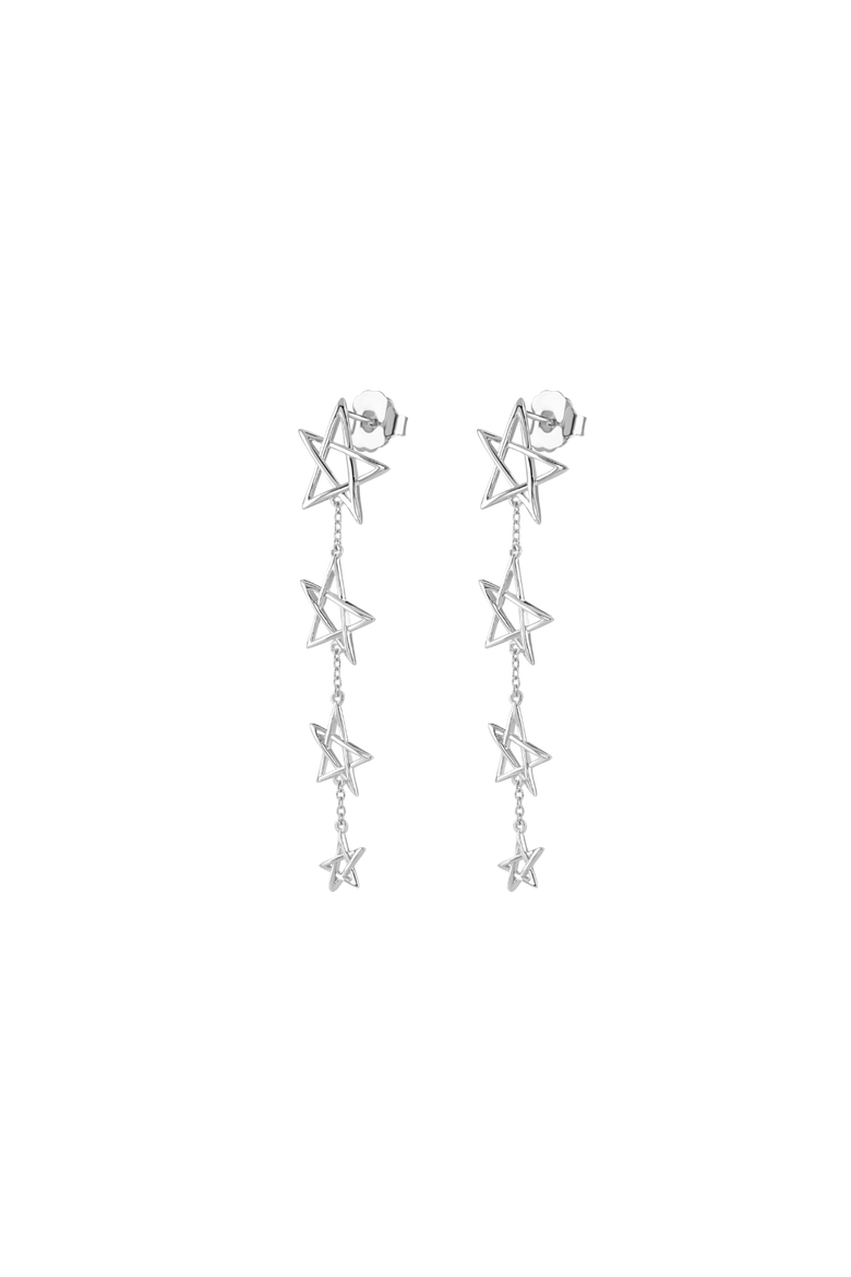 Quarter Sol Star Earrings, Main, color, Sterling Silver