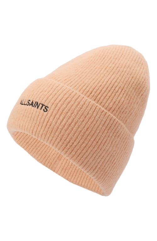 Allsaints Underground Rib Beanie In Orange