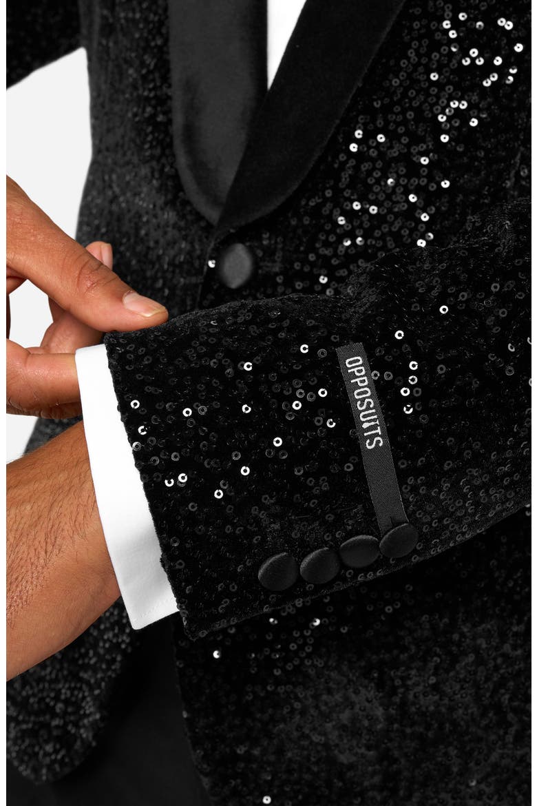 Black Sequin Dinner Jacket, Alternate, color, BLACK