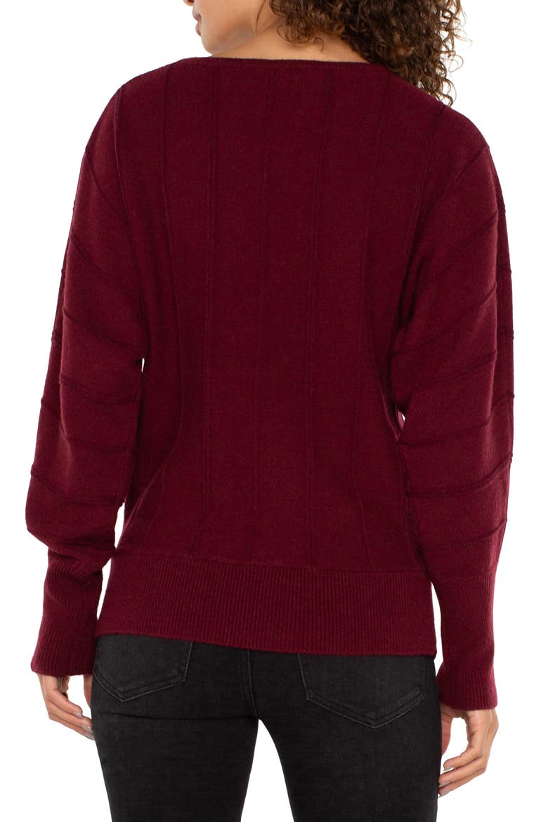 Links Stitch Batwing Sleeve Sweater, Alternate, color, DK PINOT NOIR