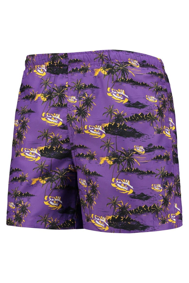 Men's FOCO Purple LSU Tigers Island Palm Swim Trunks, Alternate, color, Purple