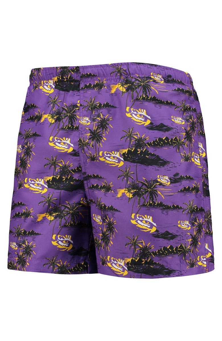 FOCO Men's FOCO Purple LSU Tigers Island Palm Swim Trunks, Alternate, color,